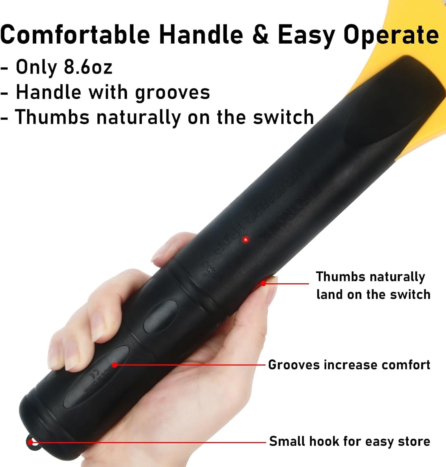 Electric Fly Swatter Handheld Bug Zapper - Indoor Outdoor Zapping Racket for Pest Mosquito & Flies - Battery Powered Safe to Touch with 3-Layer