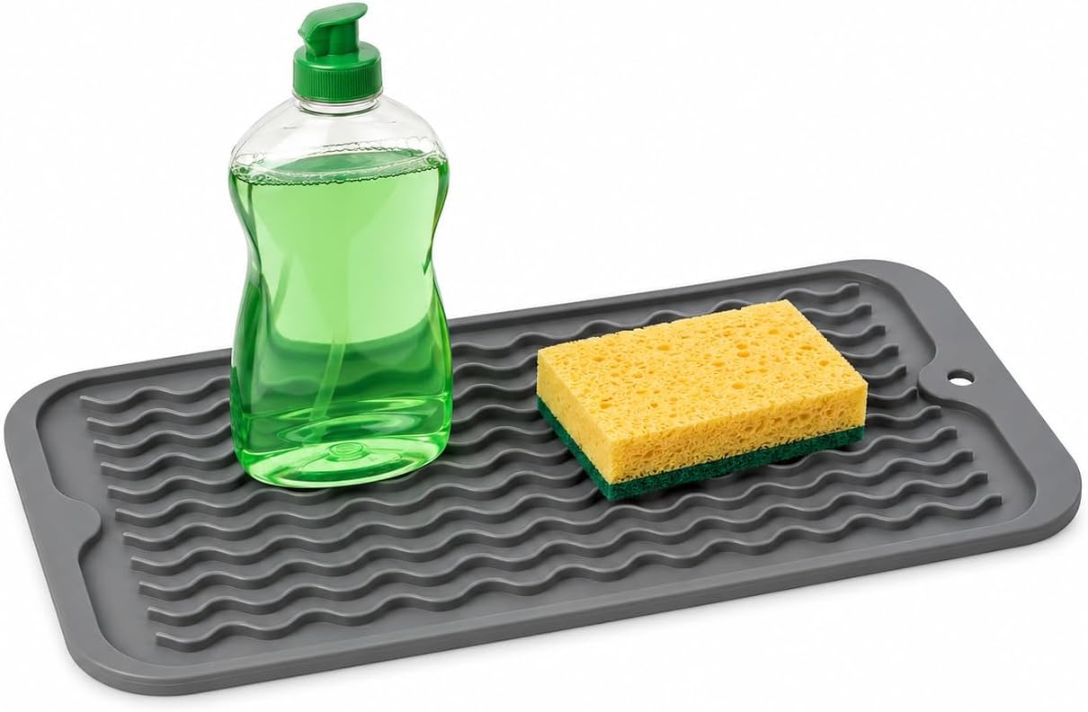 ZLR Silicone Dish Drying Mat for Kitchen Counter, Eco-Friendly Fast Dry Dish Mat, Easy Clean Multi Usage Drying Matt, Heat Resistant Trivet