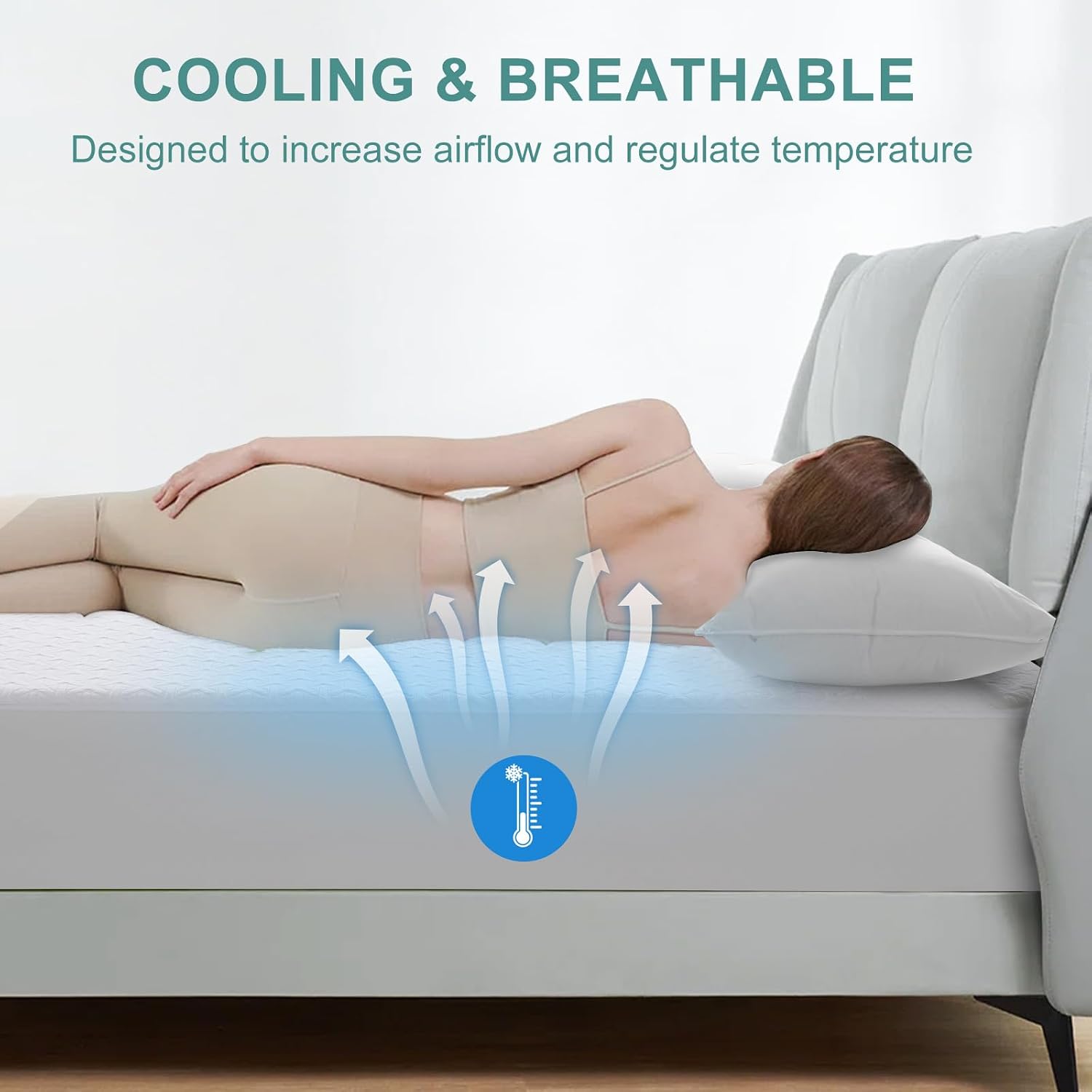 Premium Queen Size Mattress Protector Waterproof Cooling (White,60"x80")