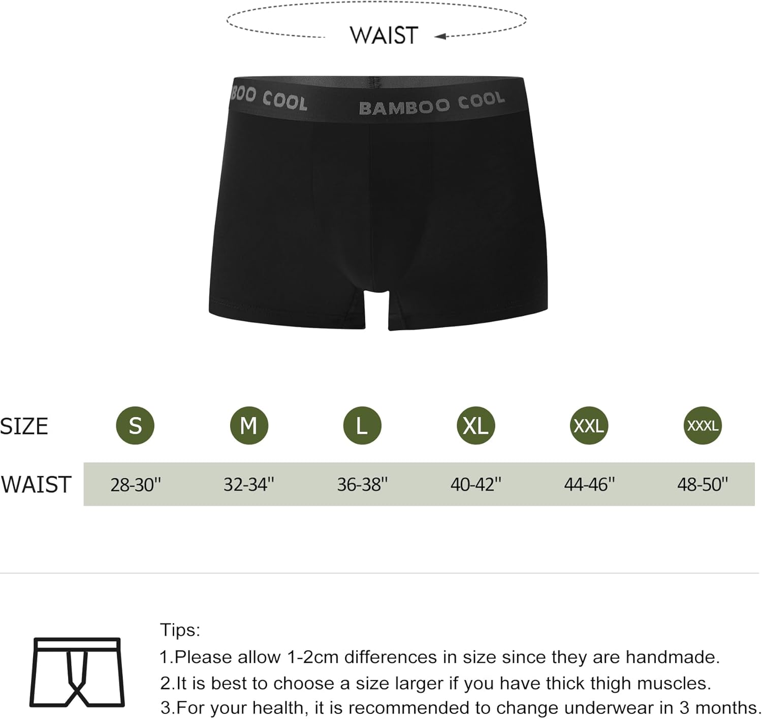 BAMBOO COOL Men's Boxer Briefs Ultra Breathable Underwear Multipack