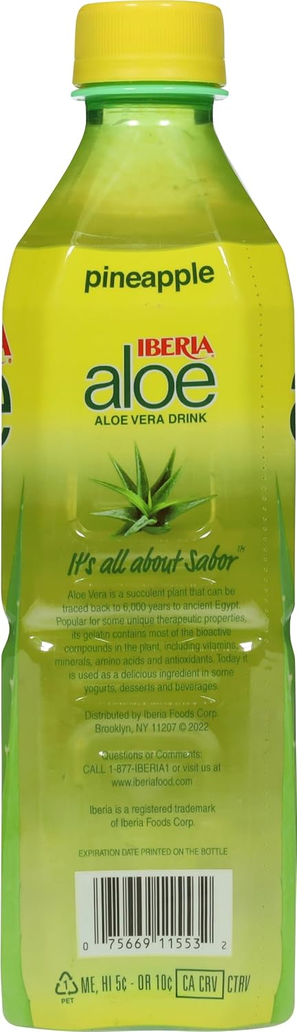 Iberia Aloe Vera Juice Drink, Pineapple, 16.9 Fl Oz (Pack of 24)