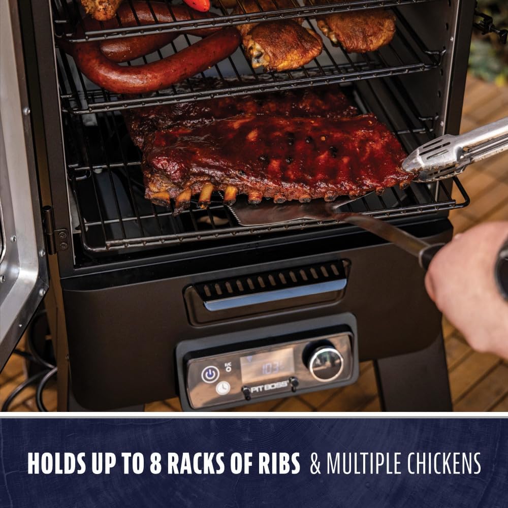 Pit Boss 3-Series WiFi & Bluetooth Digital Vertical Smoker with LCD Digital Controller and Wood Chip Tray, 880-Sq. In. 4-Rack Cooking Space
