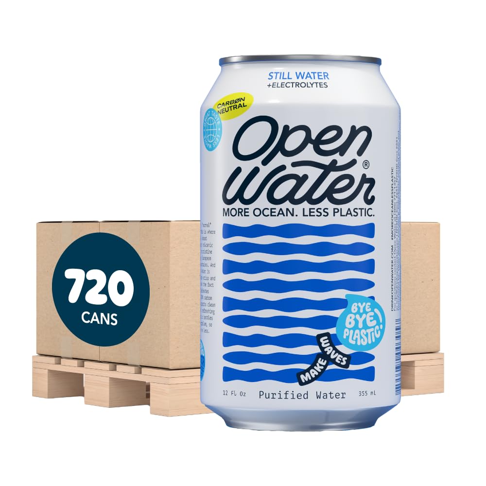 Open Water Still 12oz cans (2 cases, 24 cans) - Sustainable Aluminum Canned Still Water With Electrolytes - 7.0 pH Balanced BPA-Free Ultra-Purified Water
