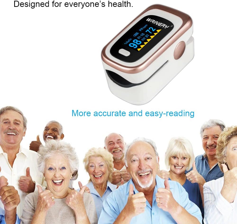 WRINERY Oxygen Saturation Monitor, Pulse Oximeter Fingertip, Oxygen Monitor, O2 Saturation Monitor, OLED Portable Oximetry with Batteries