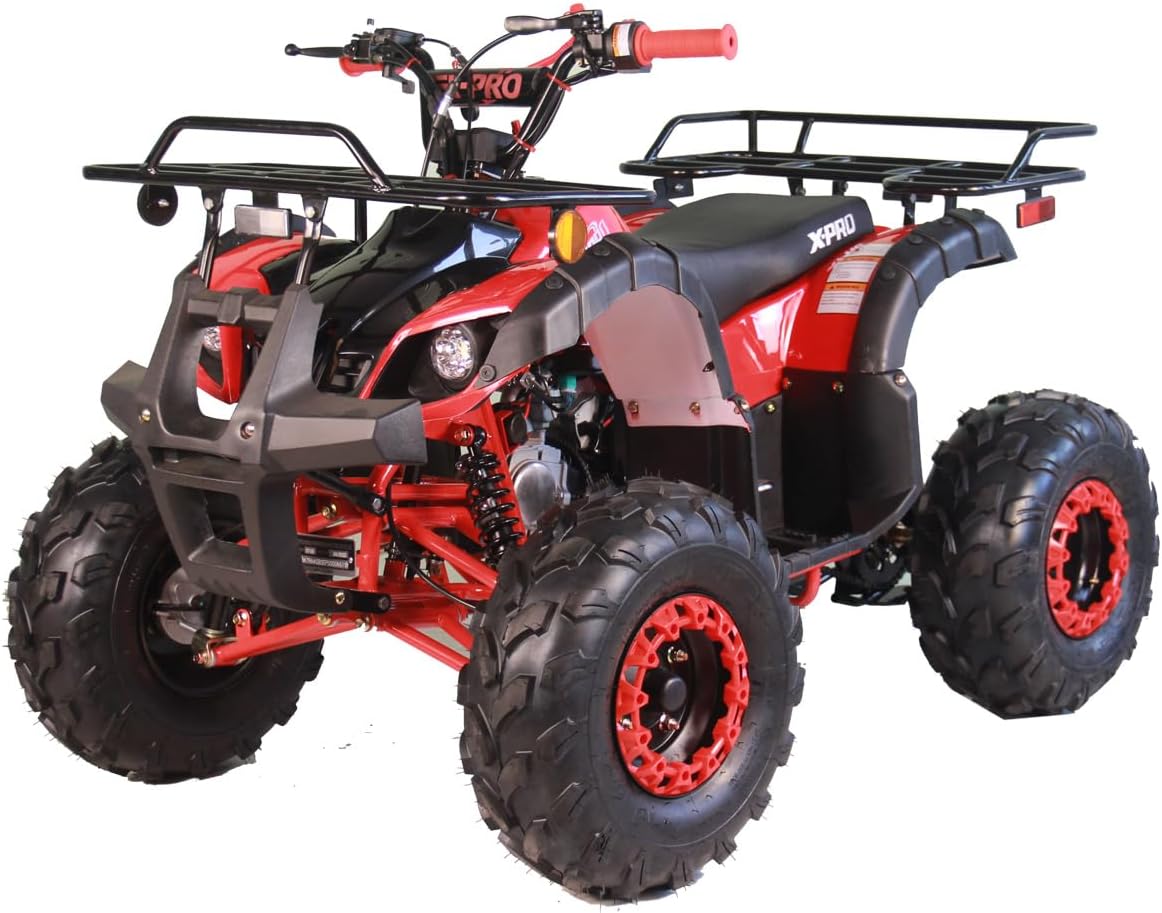X-PRO 125cc ATV 4 Wheels Quad 125 ATV Quads with LED Lights, Big 19"/18" Tires!（Army Black）