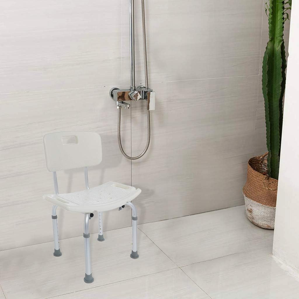 Shower Stool, Adjustable Shower Chair,Portable Bath Seat, White Bathtub Lift Chair, Height is Adjustable of 14 to 21 (Silver)