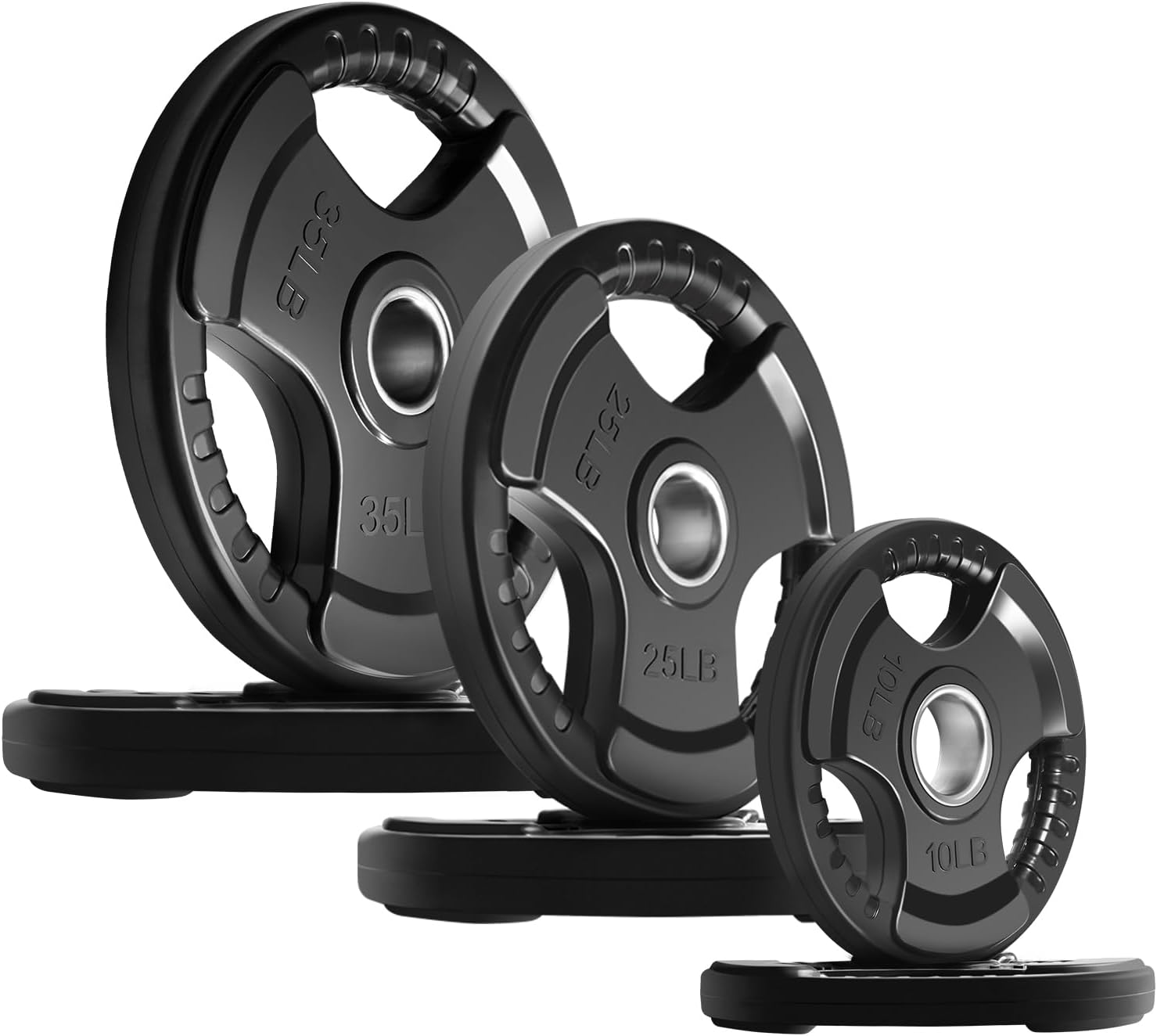RitFit Olympic Rubber Grip Weight Plates, 2-Inch Barbell Set