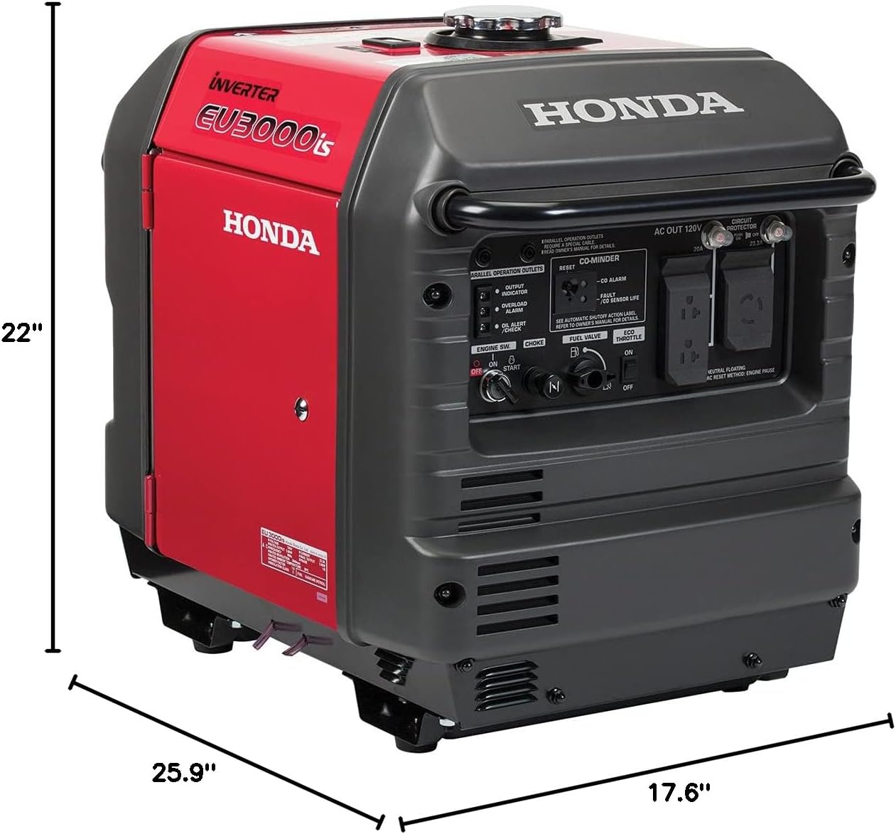 Honda EU2200ITAN 2200-Watt 120-Volt Portable Inverter Generator | Super Quiet, CO-Minder