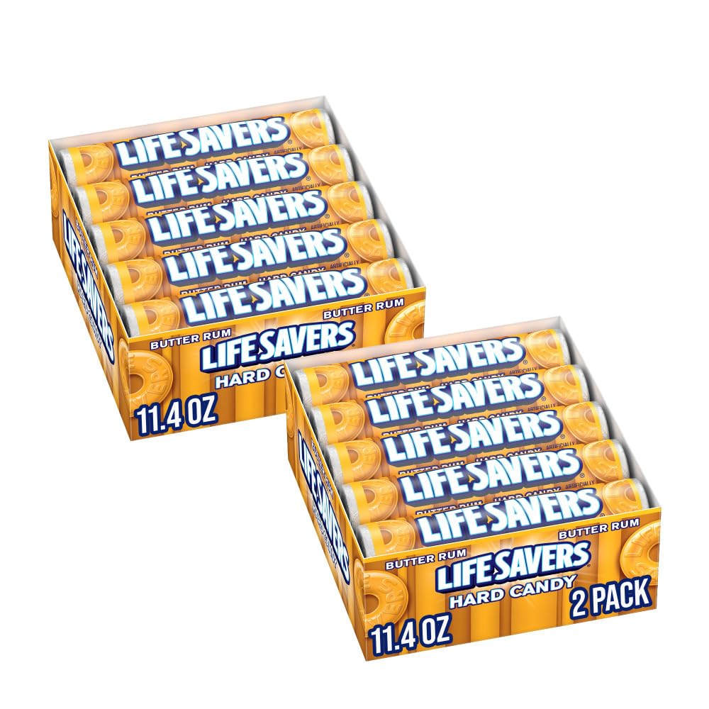 LIFE SAVERS Butter Rum Hard Candy Bulk, 1.14 ounce (20 Single Packs) | Buttery rum hard candy in single packs, easy to share at the desk, on commutes, road trips or in a candy bowl at game night