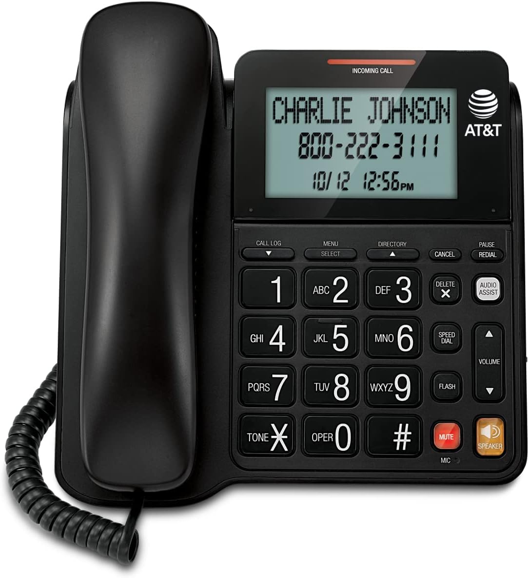 AT&T CL4940 Corded Phone with Digital Answering System, Caller ID, Large Tilt Display