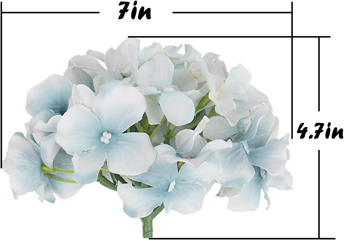 Silk Hydrangea Heads Artificial Flowers Heads with Stems for Home Wedding Decor,Pack of 10 (White)