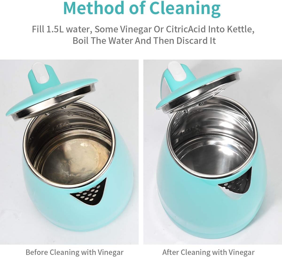 Electric Kettle(BPA Free), Double Wall Water Boiler Heater, Stainless Steel Interior, Cool Touch Coffee Pot & Tea Kettle