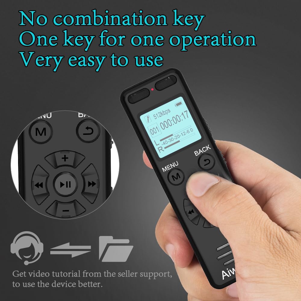 136GB Digital Voice Recorder Voice Activated Recorder for Lectures Meetings - aiworth 9860 Hours Sound Audio Recorder Dictaphone Recording Device