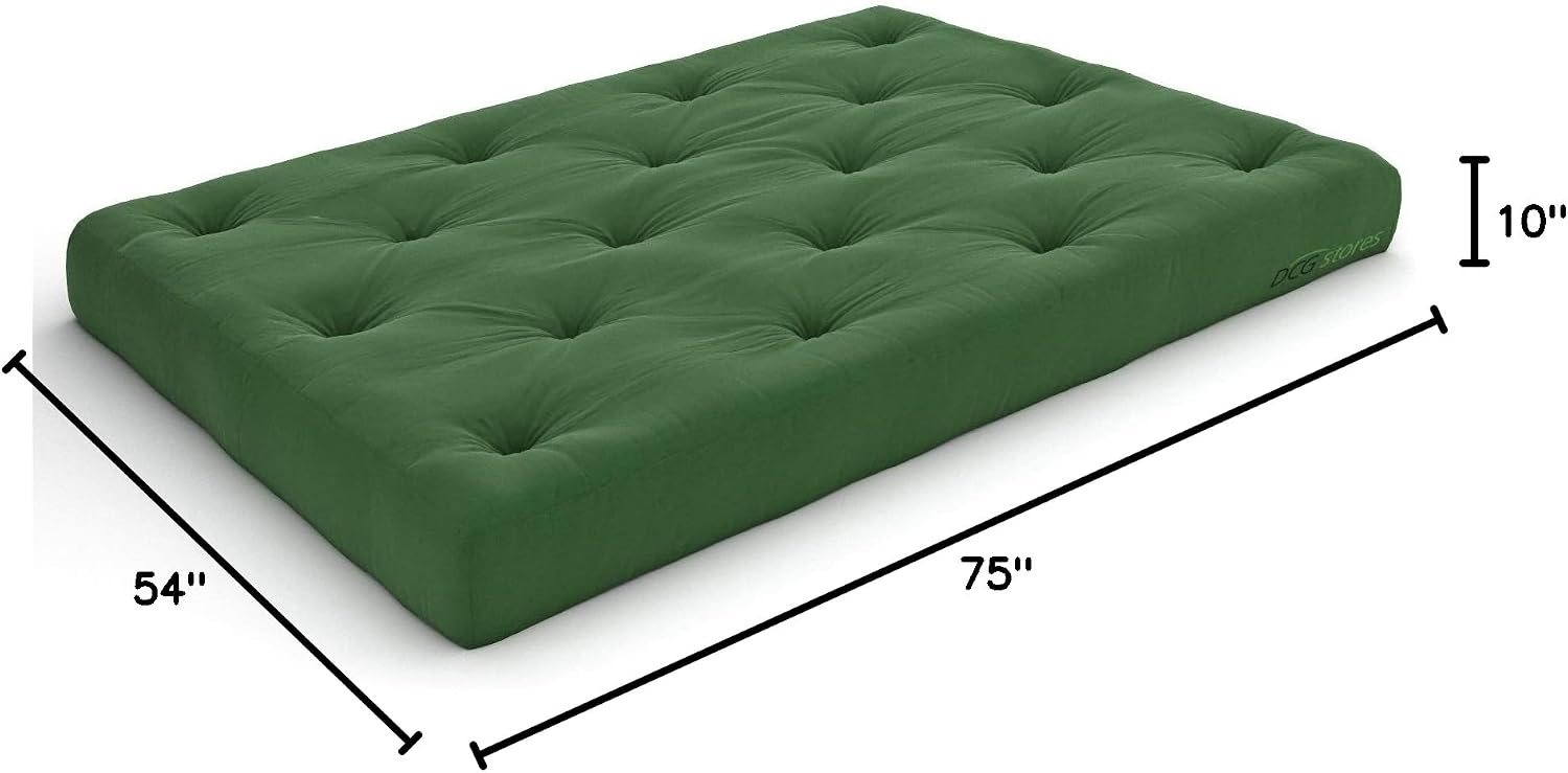 Nirvana Futons Extra Thick Premium 10-Inch Twin XL Futon Mattress, Khaki Twill - Made in USA