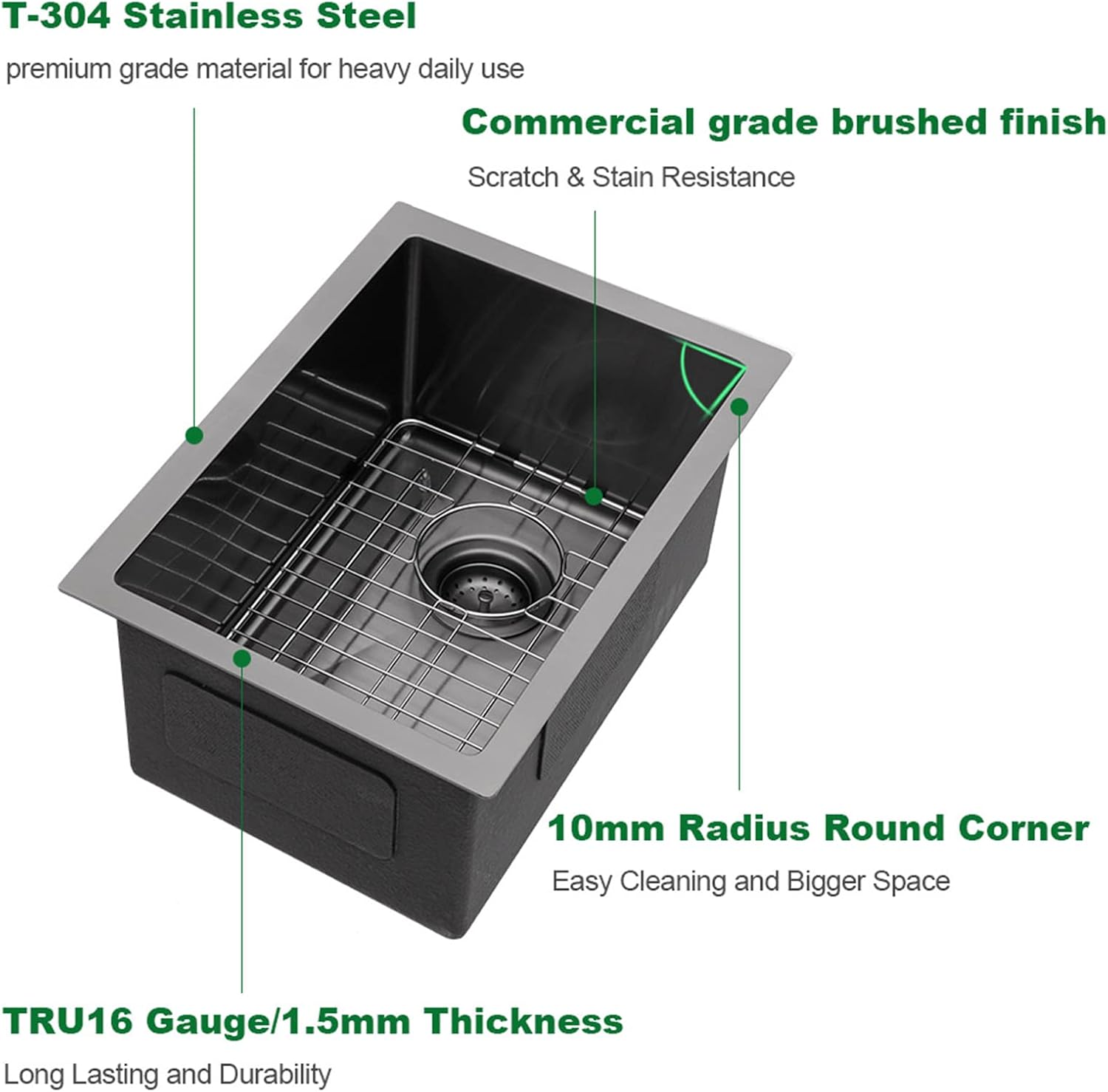 Sarlai 21 Inch Undermount Laundry Sink 21x18x12 Inch Undermount Laundry Utility Sink Deep Single Bowl 16 Gauge Stainless Steel Laundry Tub Sinks
