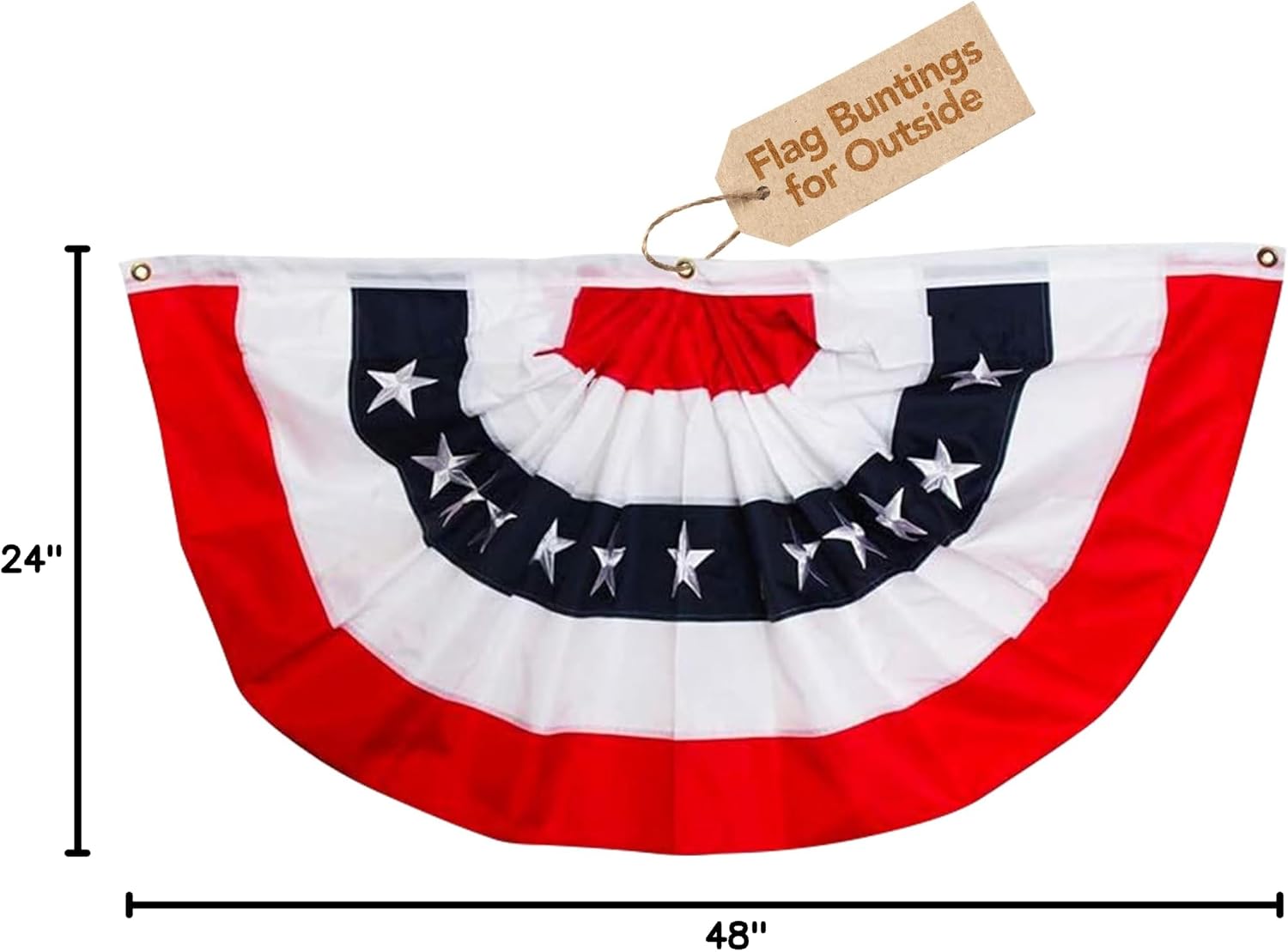 Briarwood Lane 4th of July Bunting 48" X 24 Tea Stained Patriotic For 4th of July Bunting