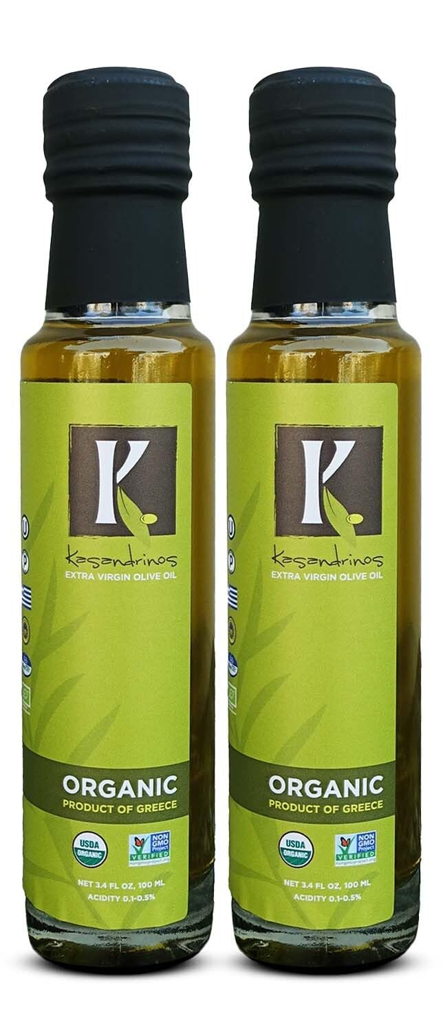 Kasandrinos Organic Olive Oil Extra Virgin, Polyphenol Rich Greek Olive Oil, 100% Organic First Cold Pressed, Mild + Delicate Flavor, Verified by Non GMO, 500 ml / 16.9 oz