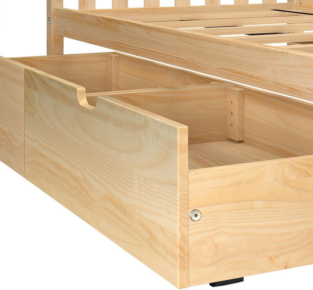Max & Lily Bunk Bed Twin over Twin, Solid Wood Bunk Bed Frame with Ladder for Kids, 14" Safety Guardrails, Easy Assembly, No Box Spring Needed, White