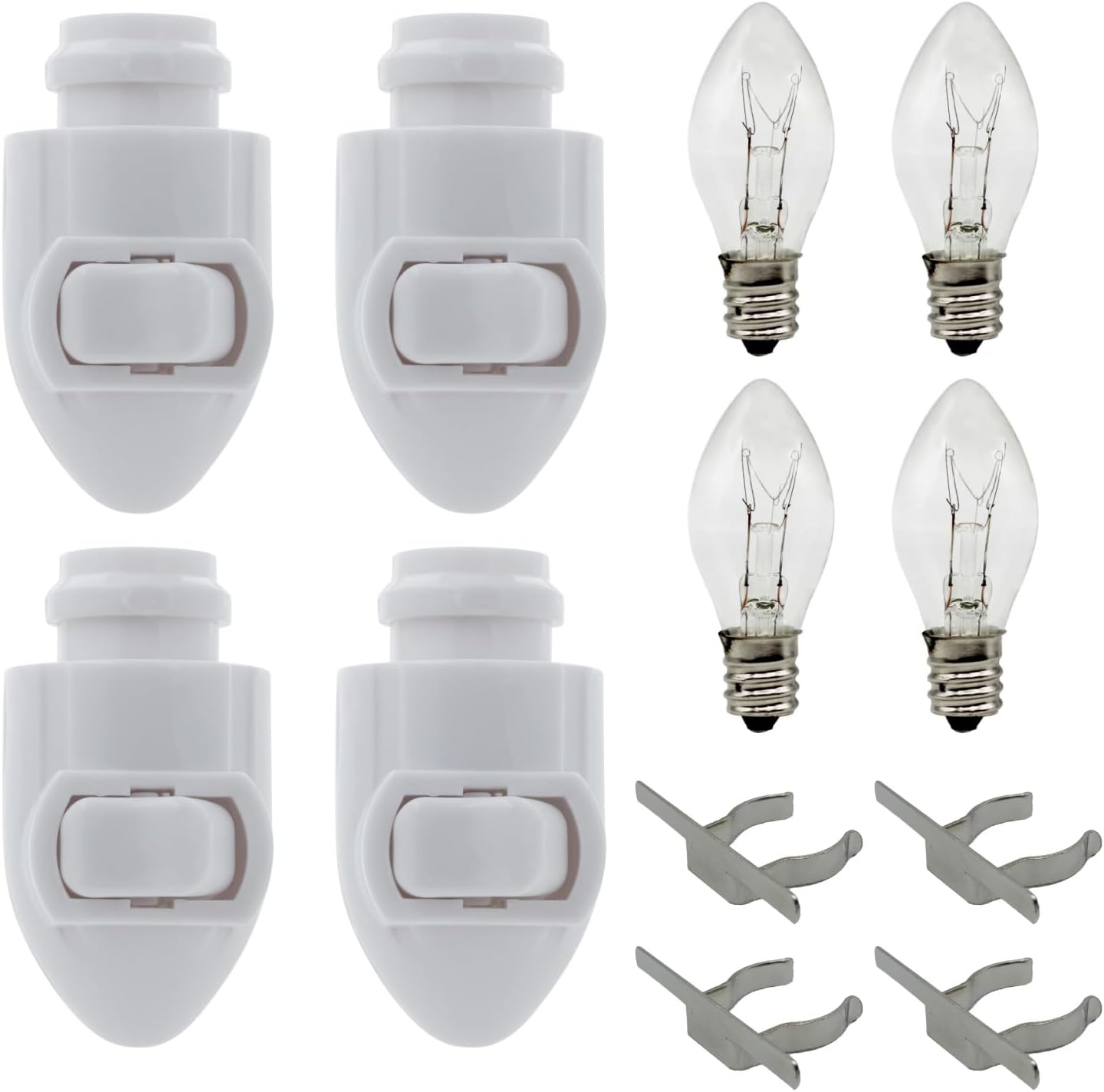 Creative Hobbies Auto On Sensor Plug in Night Light Module Includes 4 Bulbs and 4 Metal Clips, Great for Making Your Own Decorative Night Lights