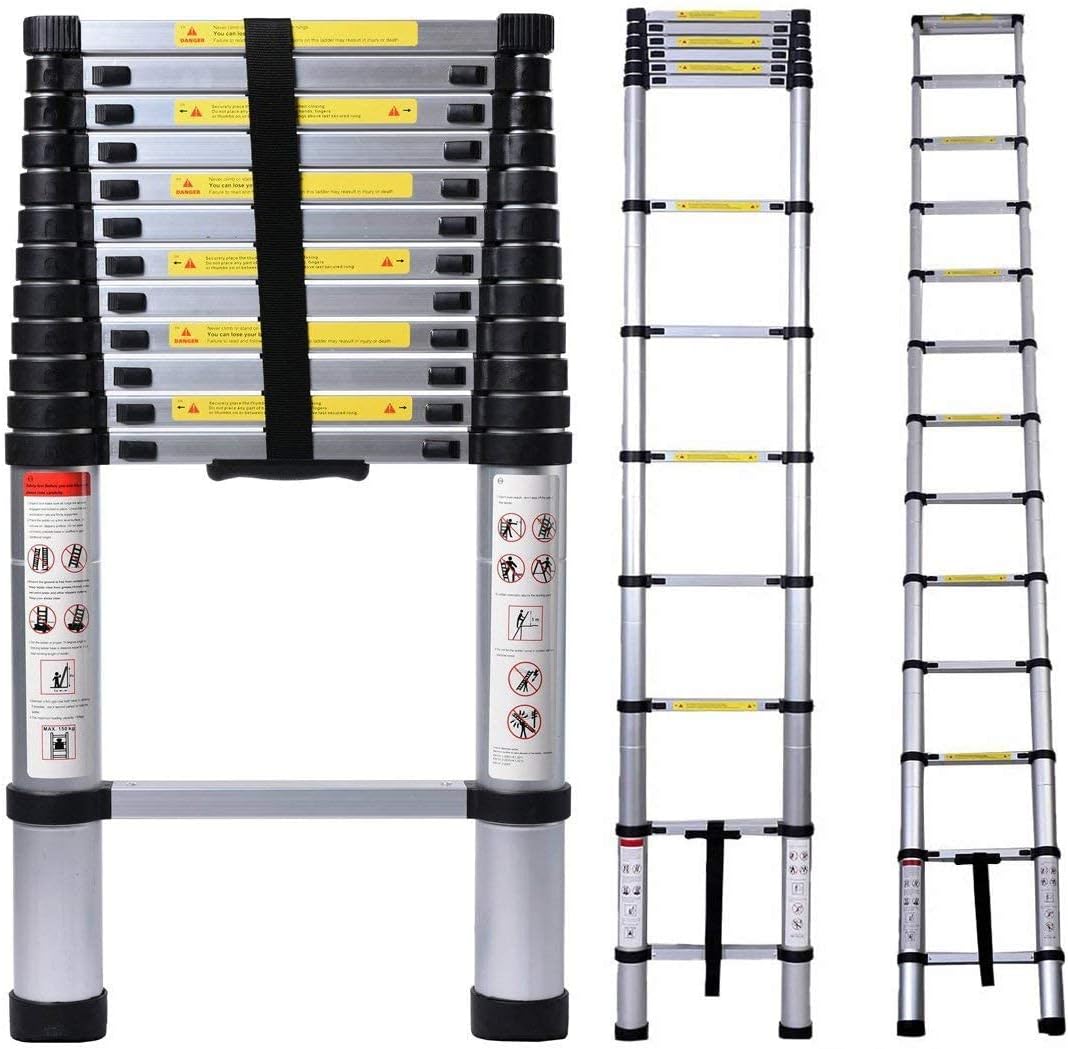 Jiahe 16.5fT/5M Aluminum Telescoping Extension Ladder Portable Multi-Purpose Portable Extension Ladder for Indoors Outdoors with Capacity of 330LB