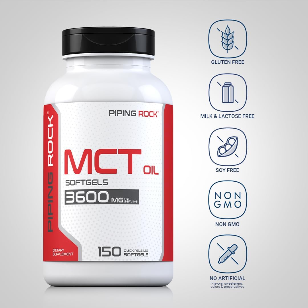 Piping Rock MCT Oil Softgel Capsules 3600mg | 150 Pills
