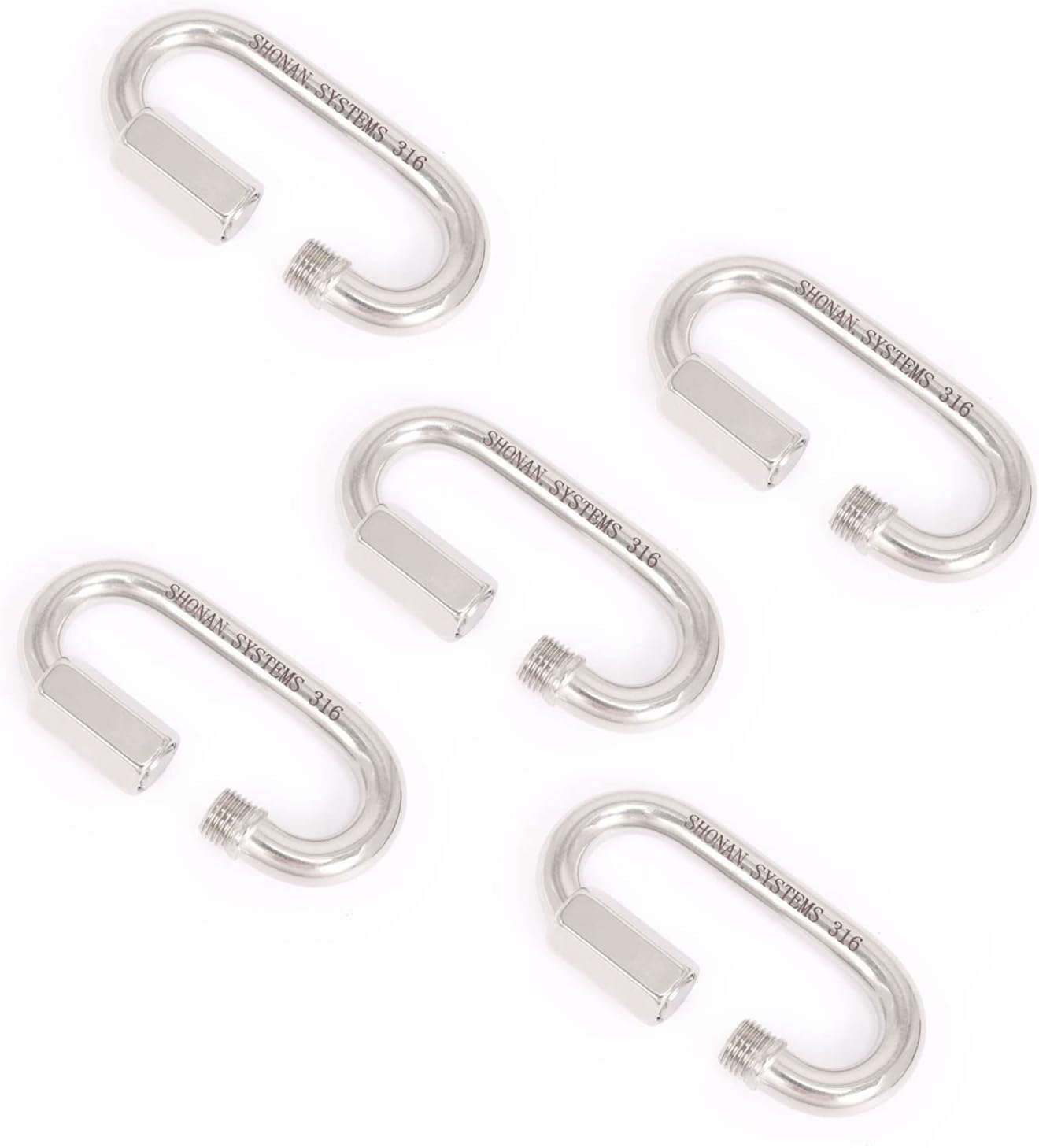 SHONAN Heavy Duty Marine Chain Quick Links, Stainless Steel Chain Connectors, Corrosion Resistant Locking Carabiners