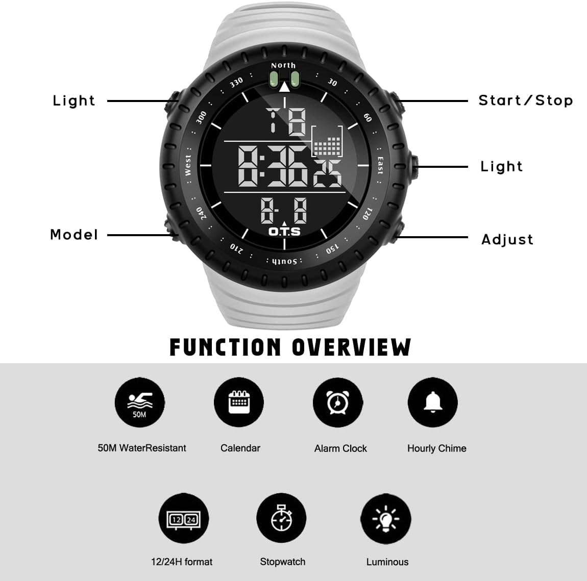 PALADA Men's Digital Sports Watch Waterproof Tactical Watch with LED Backlight Watches for Men