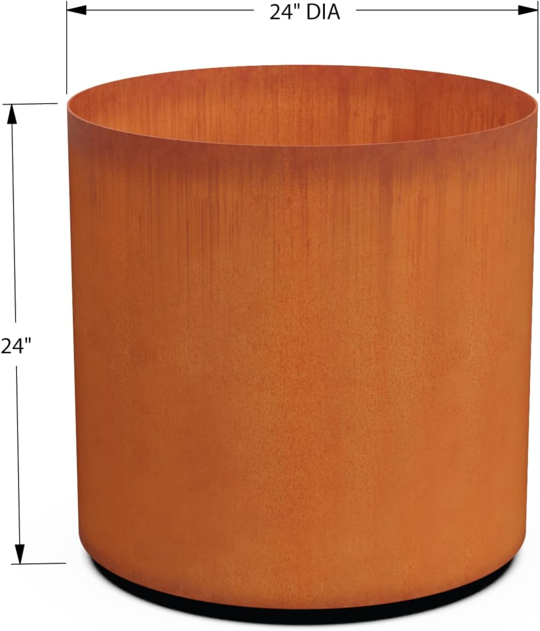 Plantercraft Large Round Planters for Outdoor Plants - 24 Inch Corten Steel Planter for Patio
