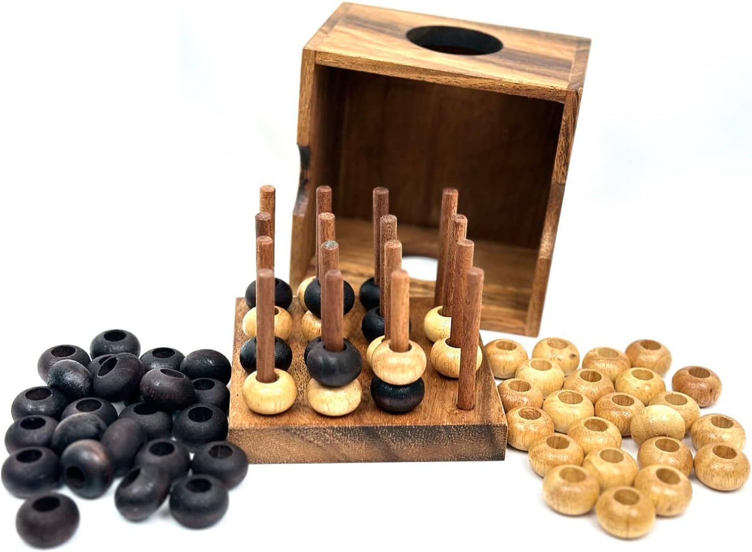 3D Four in a Row Wooden Strategy Game