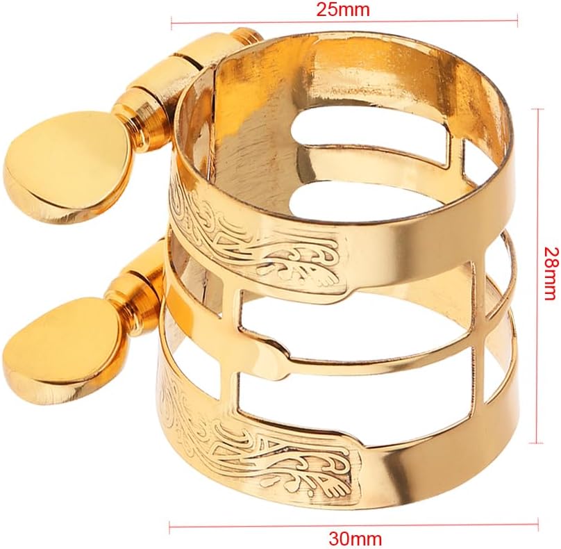 Alto Saxophone Mouthpiece Ligature, Gold, Universal, Brass Metal, E Flat, Saxophone Ligature