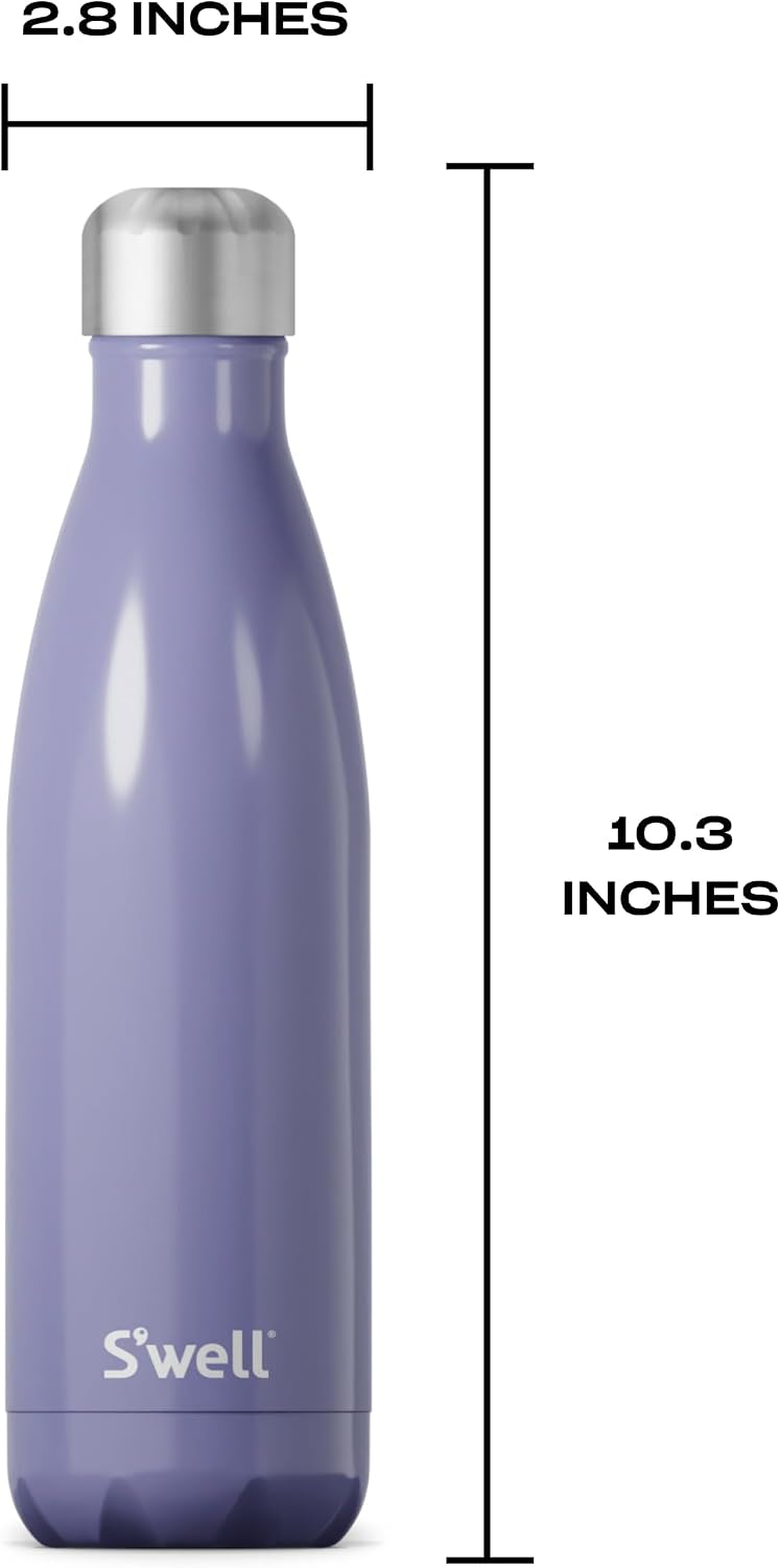 S'well Stainless Steel Water Bottle, 17oz, Blue Suede, Triple-Layered Vacuum Insulated Containers Keeps Drinks Cold for 36 Hours and Hot for 18, BPA Free, Perfect for On the Go