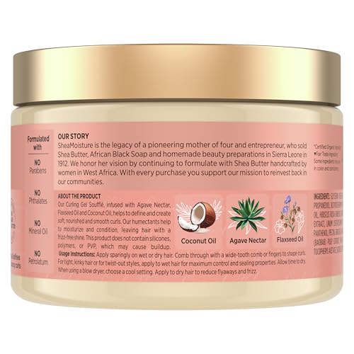 SheaMoisture Curling Gel Souffle Coconut and Hibiscus for Thick, Curly Hair to Moisturize and Protect Hair 12 oz