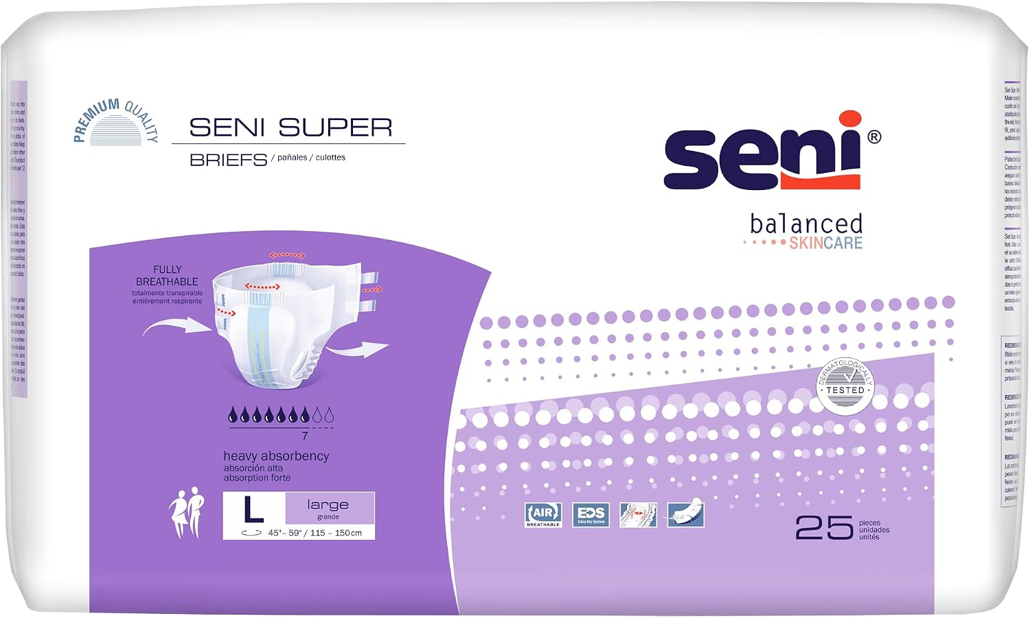 Seni Super Unisex Adult Incontinence Briefs with Tabs, 45-59 in, 75 ct | Breathable, Disposable Brief for Men & Women