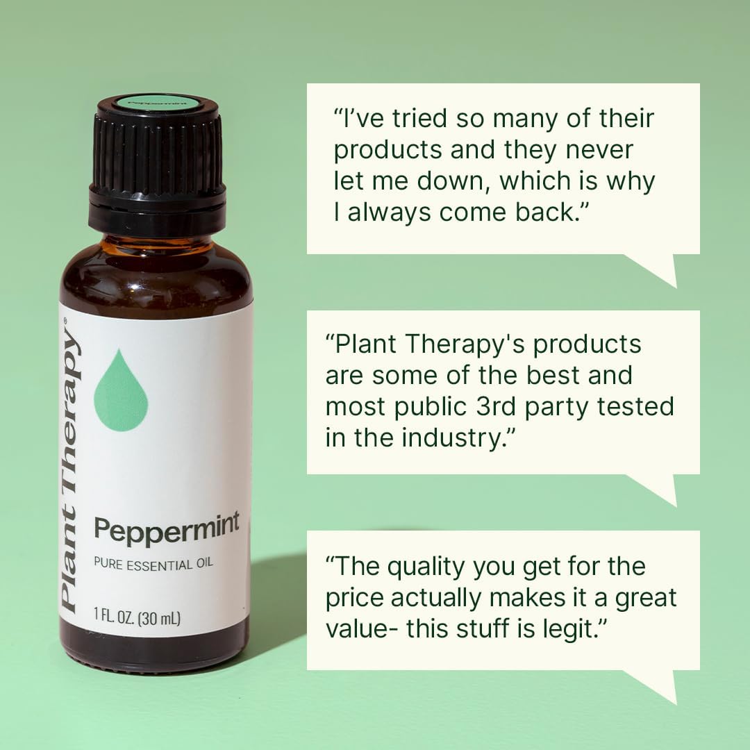 Plant Therapy Peppermint Essential Oil 30 mL (1 oz) Natural Aromatherapy | Pure, Undiluted for Diffuser & Topical Use, Relaxation, Digestion