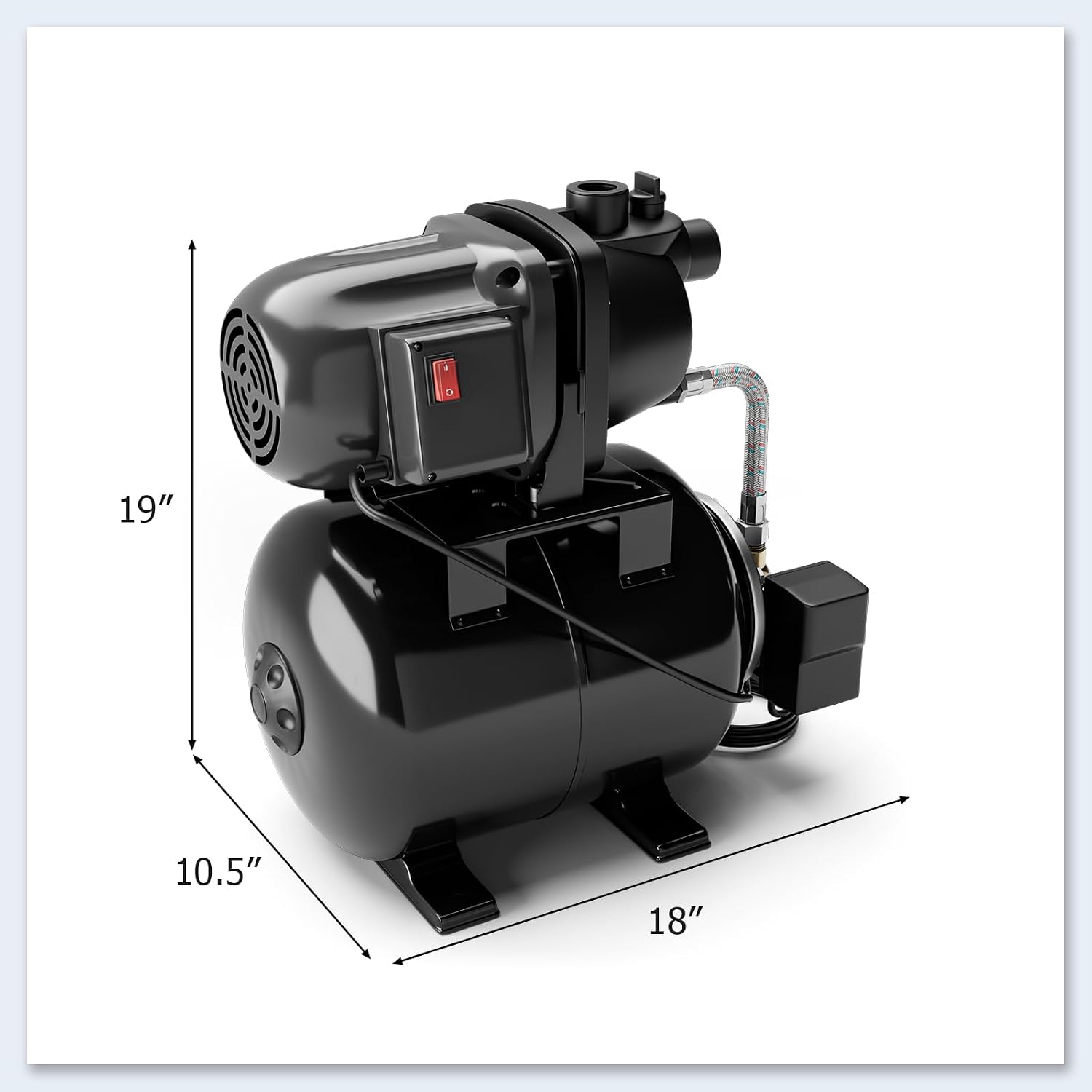 Happygrill 1.6 HP Shallow Well Pump with Pressure Tank (Black) | 1000 GPH 164 FT Garden Jet Pump Irrigation Sprinkler System Water Transfer Pump