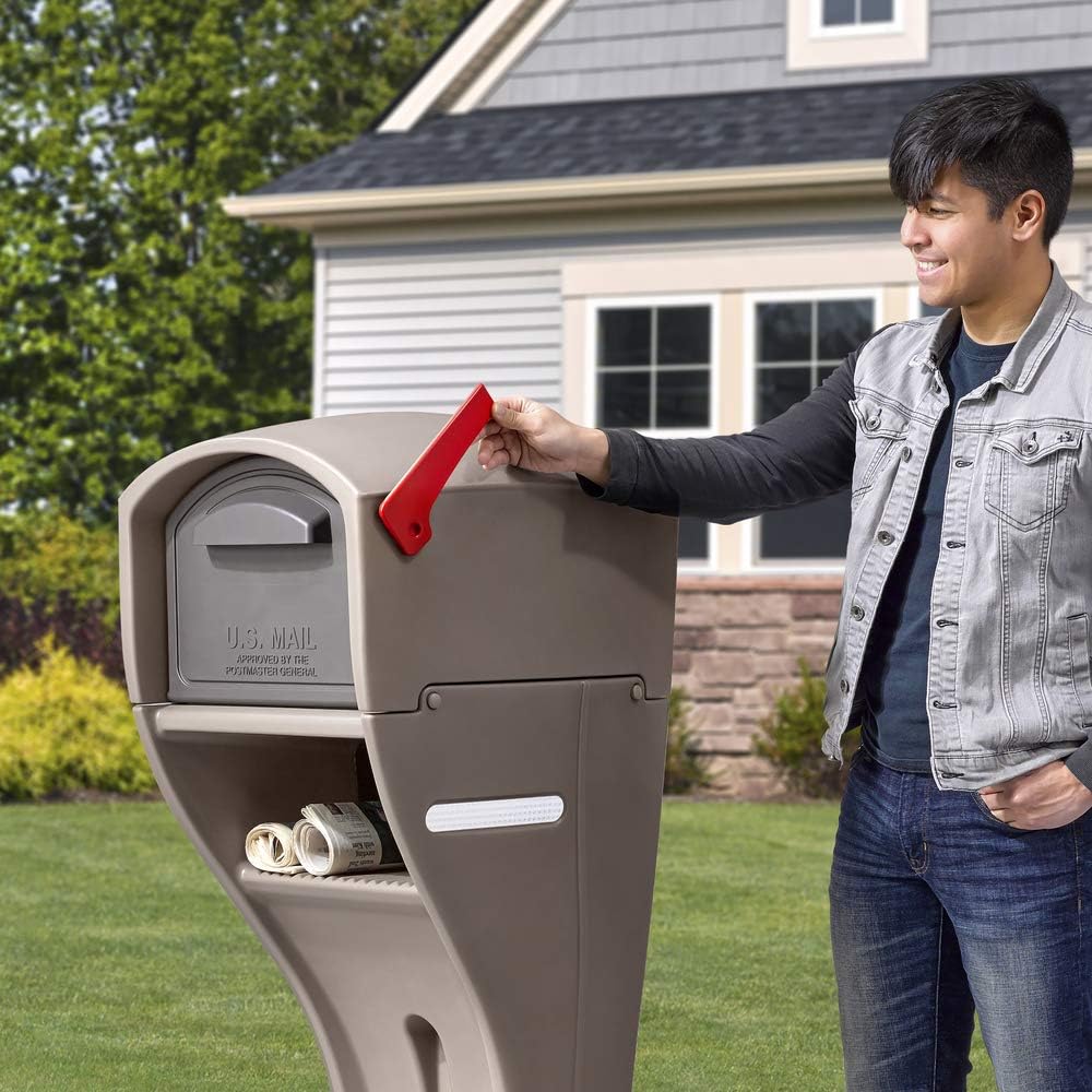 Step2 MailMaster Extra Large Mailbox & Post, Weather Resistant, Large Outdoor Mailboxes, Made of Durable Plastic, Easy to Install, Flag Included
