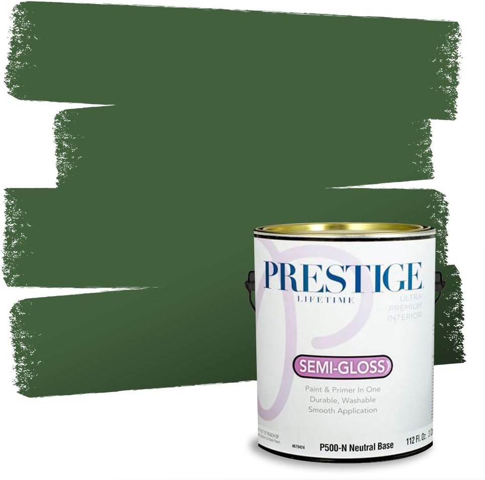 PRESTIGE Paints Exterior Paint and Primer In One, 1-Gallon, Semi-Gloss, Comparable Match of Sherwin Williams* Shamrock*