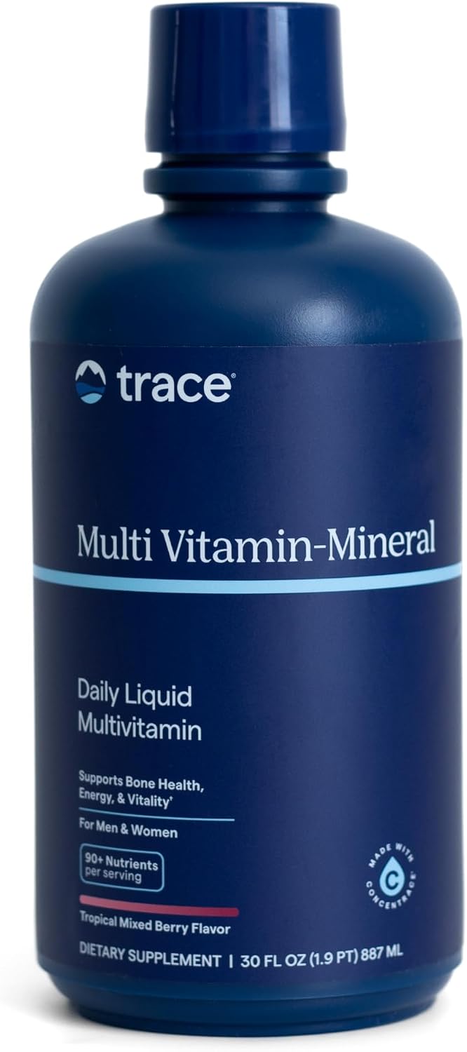 Trace Minerals Liquid Multivitamin with 72+ Minerals, Berry, 32 oz | 600 mg calcium, 100+ nutrients per serving, Supports energy and bones, Daily vitamins for adults