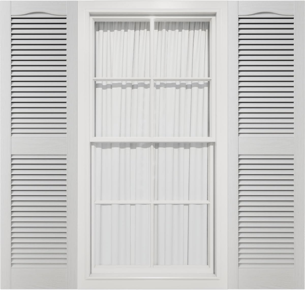 Mid America 00011455002 Standard Size Cathedral Top Center Mullion, Open Louver Vinyl Shutter, w/Installation Shutter-Lok's & Matching Screws (Per Pair), 002, 14 1/2"W x 55"H, Black