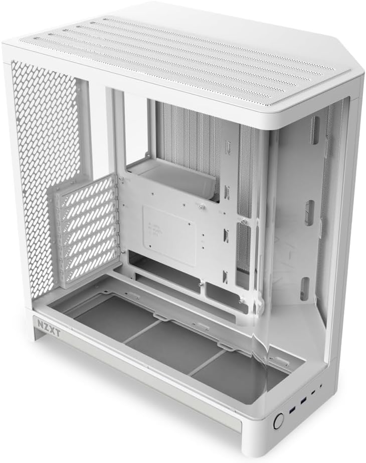 NZXT H6 - Compact Dual-Chamber ATX PC Case - White | Dual-chamber ATX case supporting up to 10 120mm fans and 360mm radiators, with back-connect motherboard compatibility.