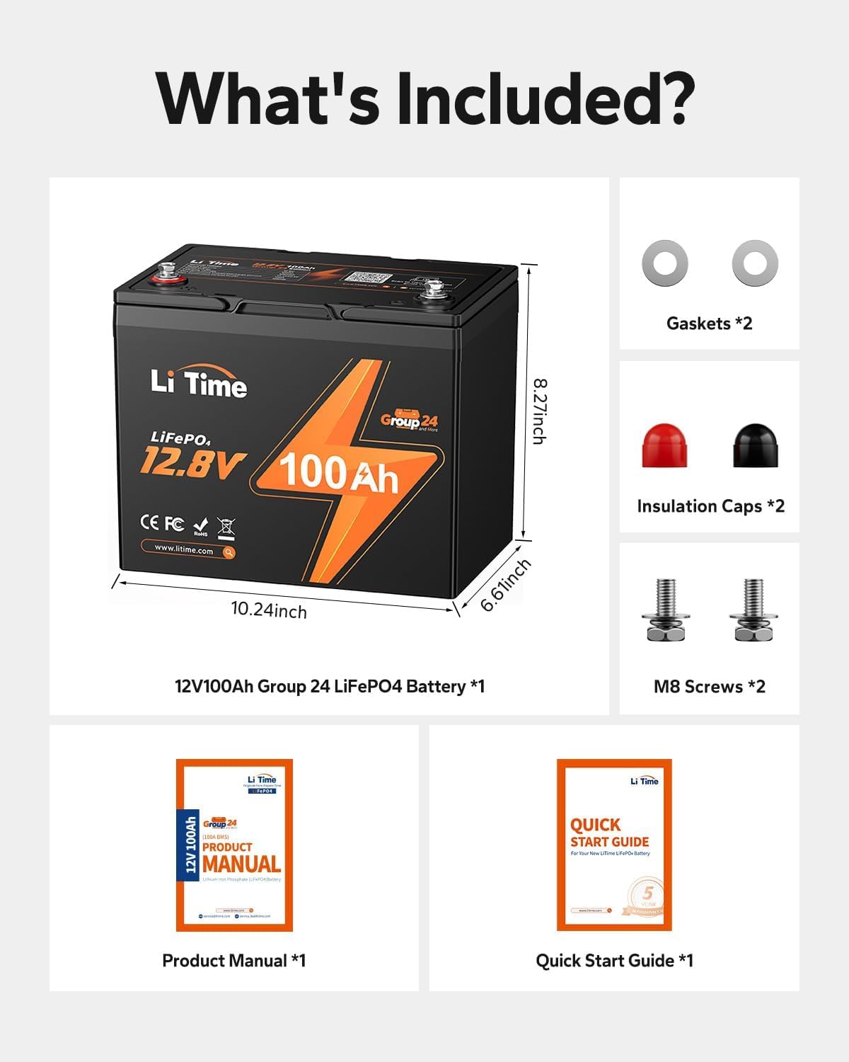 Litime 12V 50Ah LiFePO4 Trolling Motor Battery for Marine RV Solar Camper