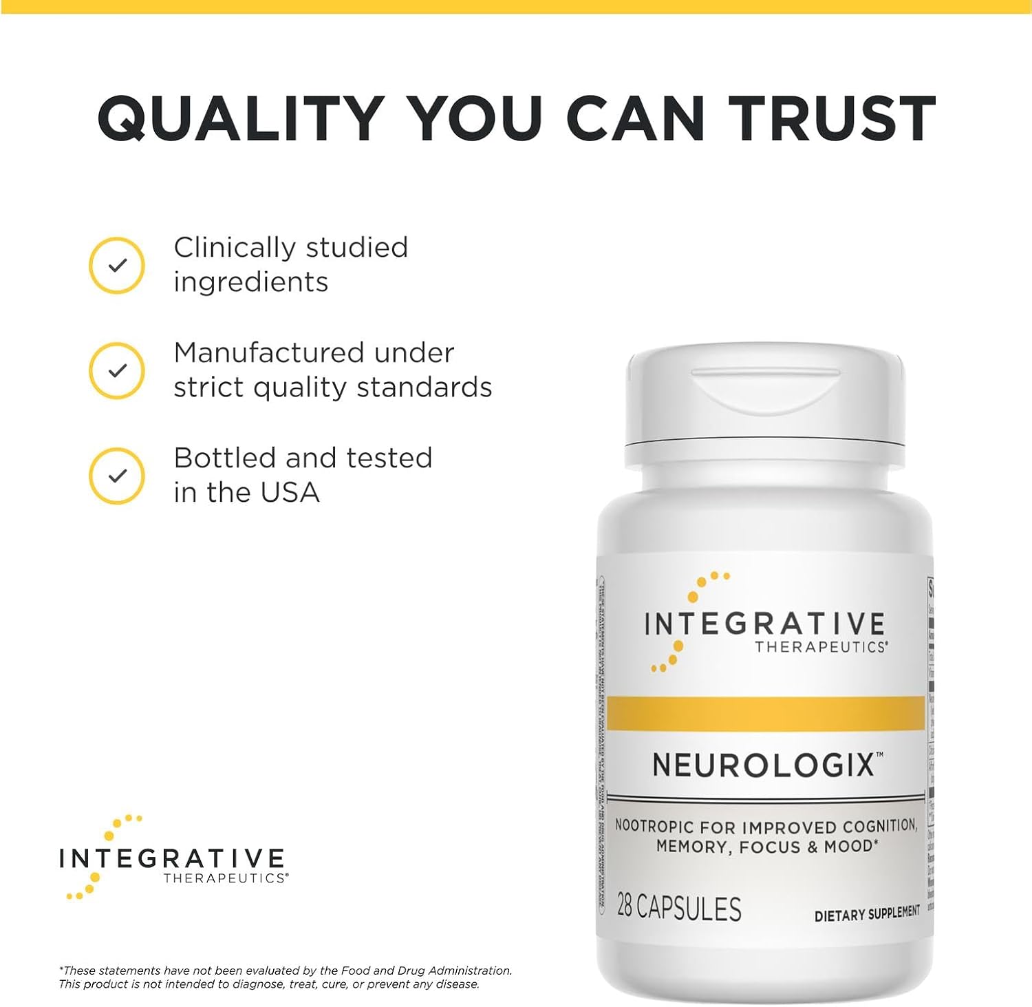 Integrative Therapeutics Neurologix - with Saffron and CDP-Choline - Nootropic Supplement for Brain Health*- Focus* - Memory Support* - Vegan