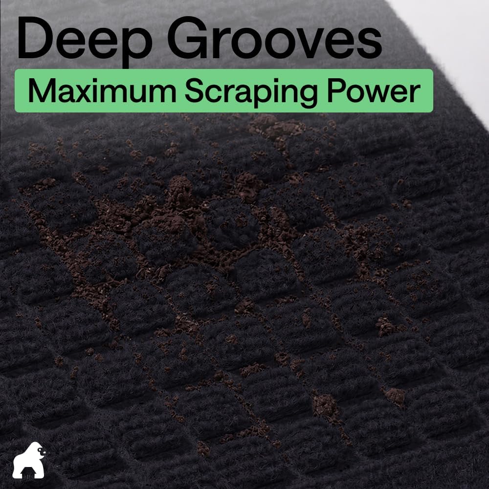 GORILLA GRIP® HydroABSORB Door Mat for Indoor Outdoor Use, 29x17 Black
