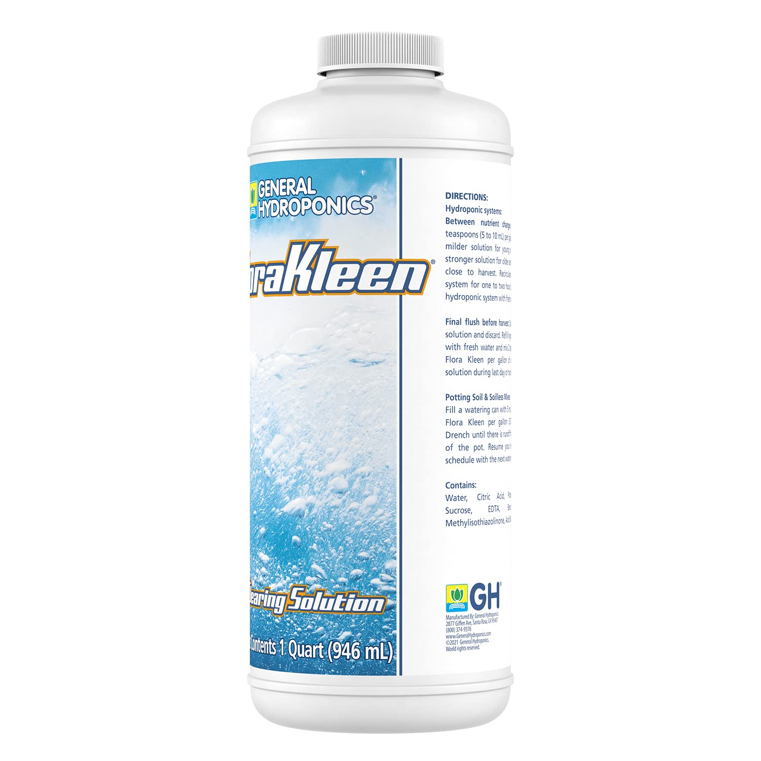 General Hydroponics FloraKleen QT - Mineral Salt Clearing Solution, 1/4 Gallon