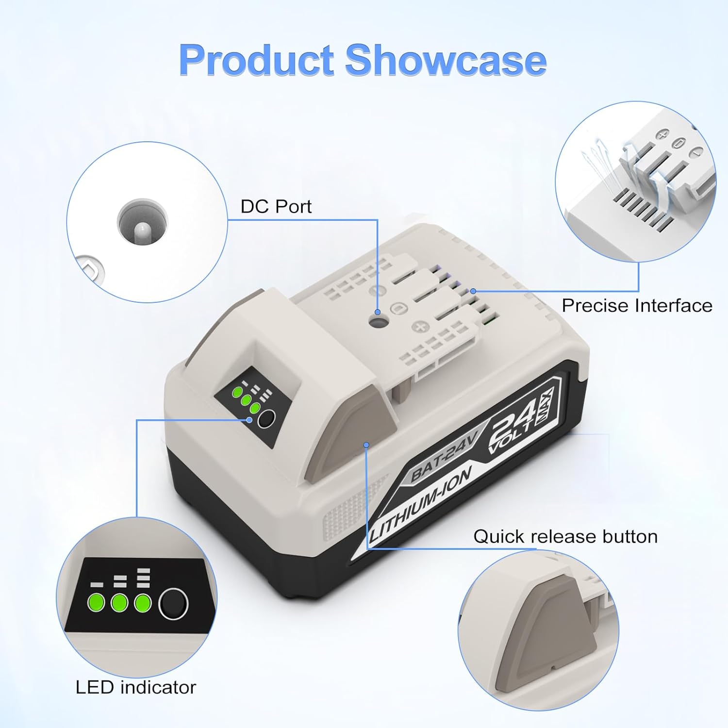 2Pack 6500mAh 24V Battery for Snow Joe 24V Battery