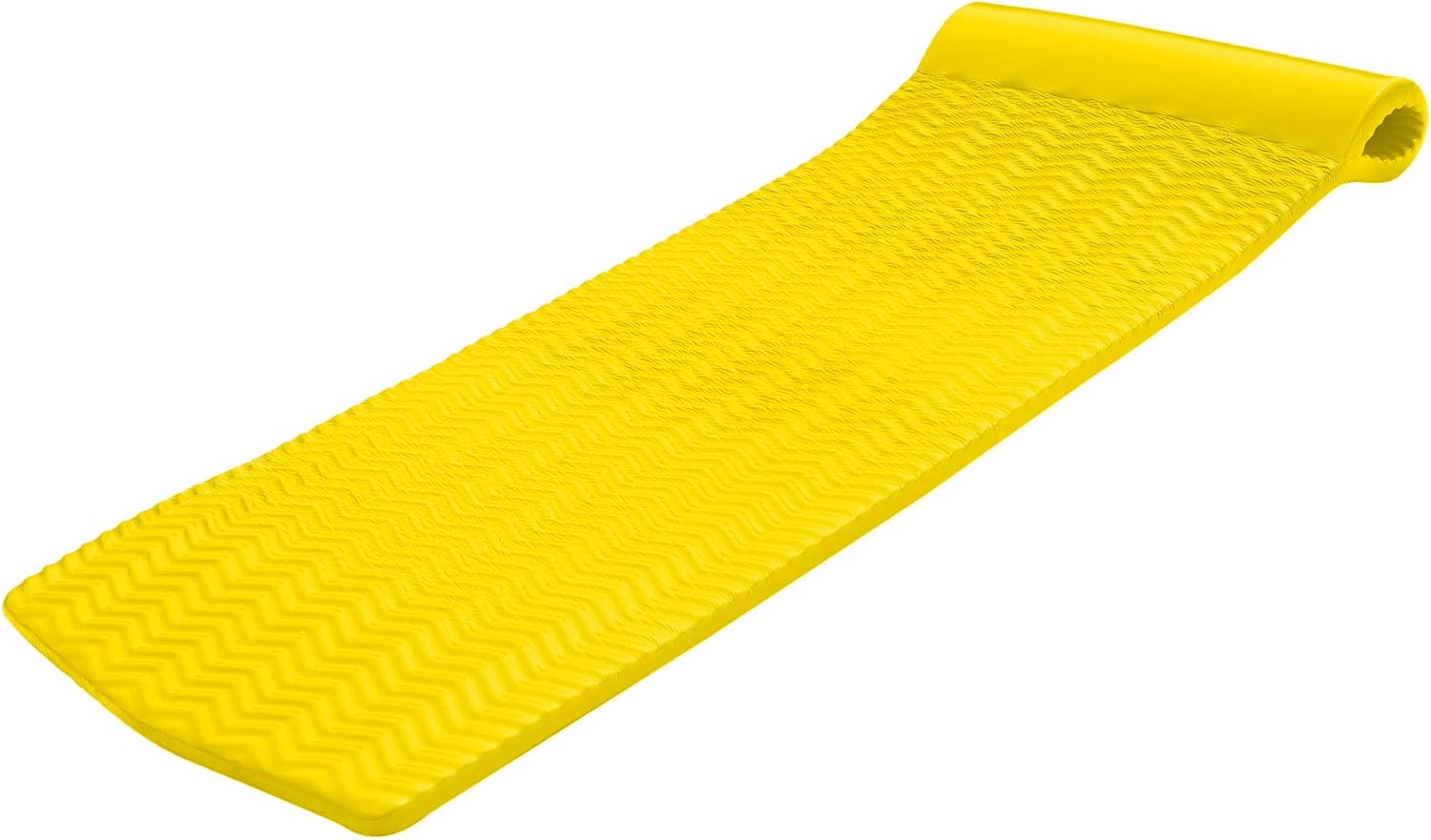 TRC Recreation Serenity 1.5” Thick Vinyl Coated Foam Swimming Pool Float Mat Adult Lounger with Built-in Roll Pillow