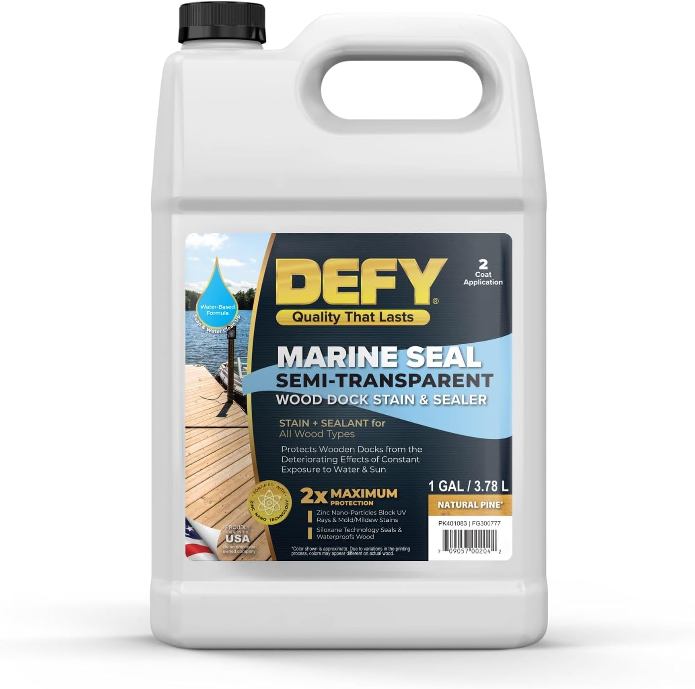 DEFY Marine Seal Semi-Transparent Exterior Wood Stain and Sealer - Waterproof Sealant for Wood Docks, Boat Piers, Marinas, Boardwalks, & More - Cedar Tone - 5 Gallon, Made in USA