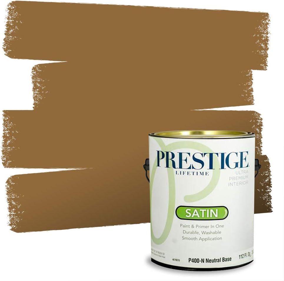 PRESTIGE Paints Exterior Paint and Primer In One, 1-Gallon, Satin, Comparable Match of Sherwin Williams* Relaxed Khaki*