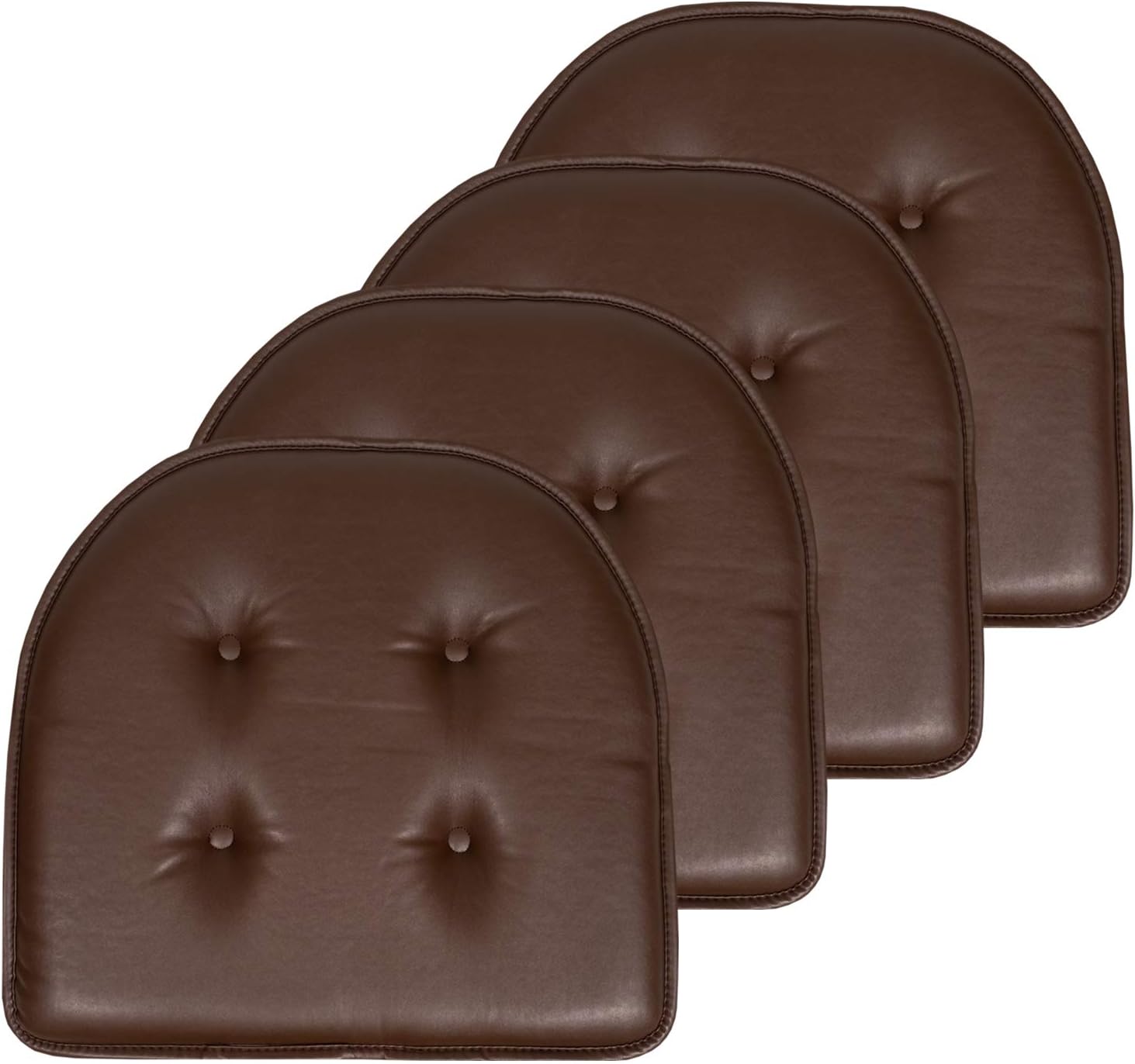 Sweet Home Collection Chair Cushion Memory Foam Pads Tufted Slip Non Skid Rubber Back U-Shaped 17" x 16" Seat Cover