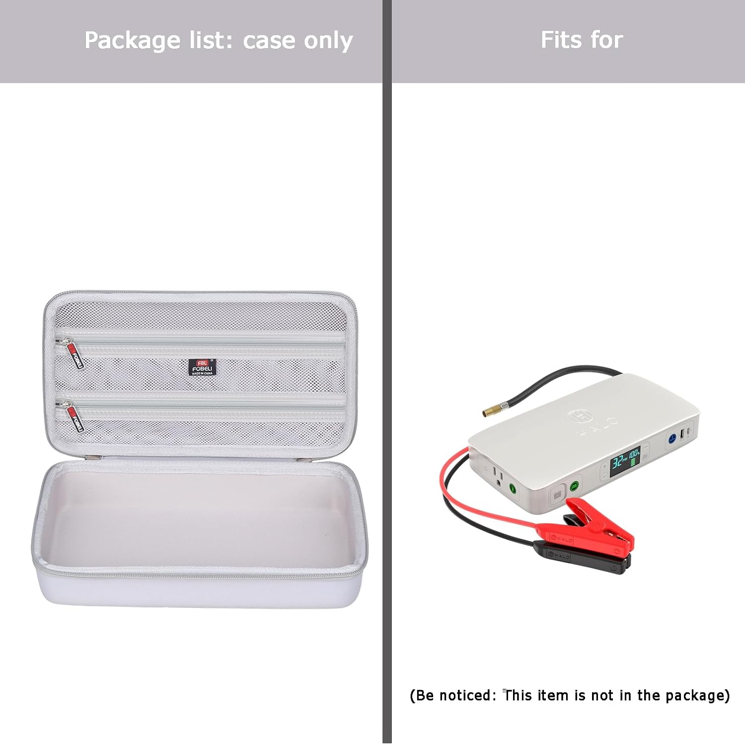 FBLFOBELI Case for Halo Bolt Ultimate 2.0/3.0/4.0/Air + 1750 Jump Starter | EVA Hard Shell, Shockproof & Water-Resistant, for Halo Bolt Air 58830/55500, Jump Starter & Air Compressor Storage, Black